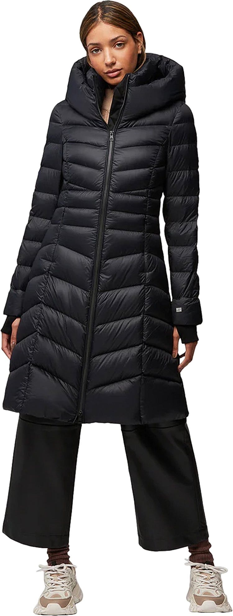 Numéro de l'image de la galerie de produits 4 pour le produit Manteau ajusté et évasé en duvet léger durable avec capuchon Lita-TD - Femme