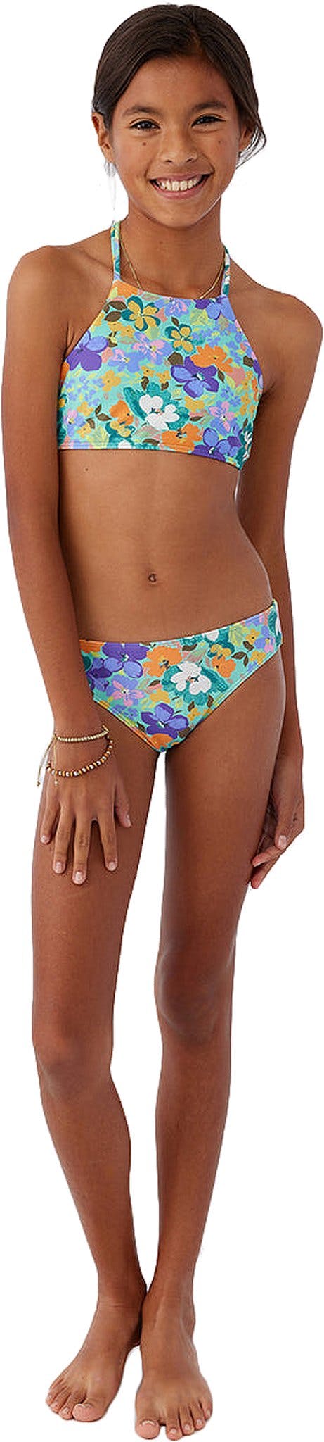 Product gallery image number 4 for product Sami Floral Braided Strap Hi-Neck Swim Set - Girls