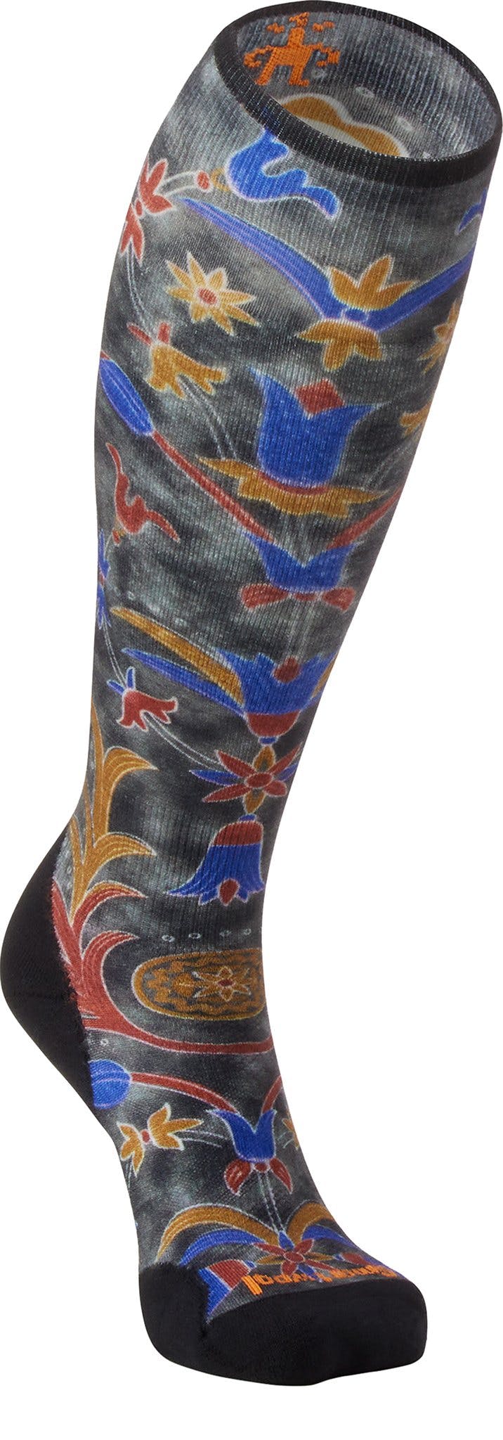 Product gallery image number 2 for product Ski Targeted Cushion Royal Floral Print OTC Socks - Women’s