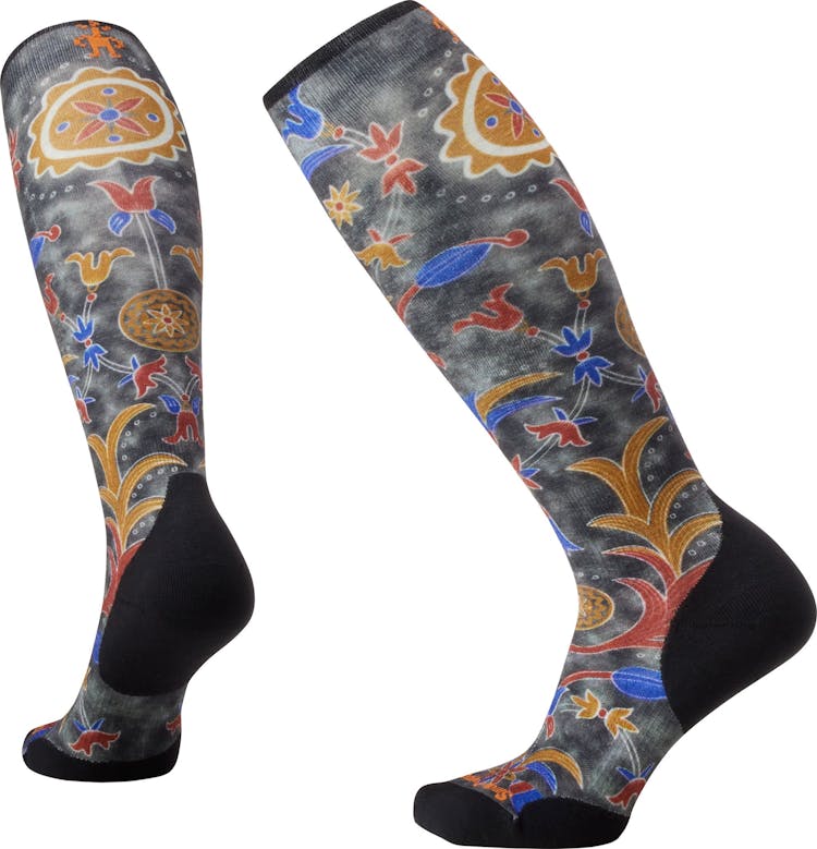 Product gallery image number 1 for product Ski Targeted Cushion Royal Floral Print OTC Socks - Women’s