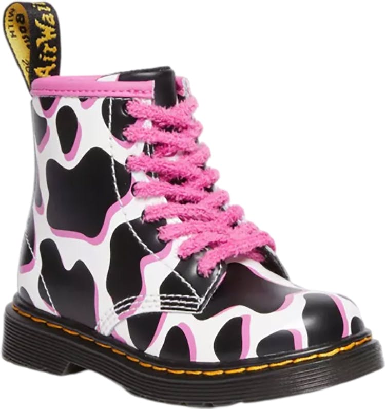 Product gallery image number 1 for product 1460 Cow Print Patent Leather Lace Up Boots - Toddler Girls