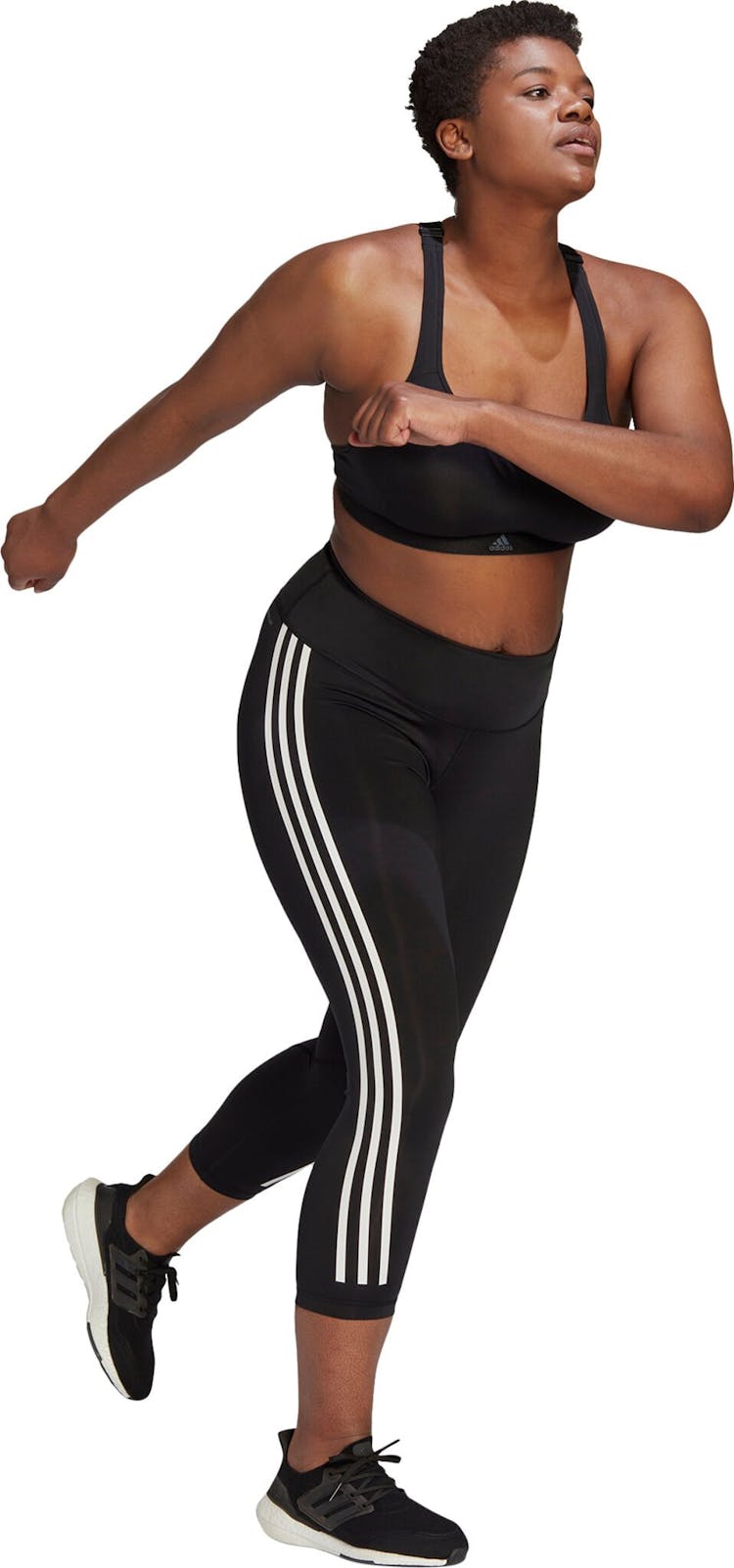 Product gallery image number 2 for product Optime Trainicons 3-Stripes 7/8 Tights (Plus Size) - Women's