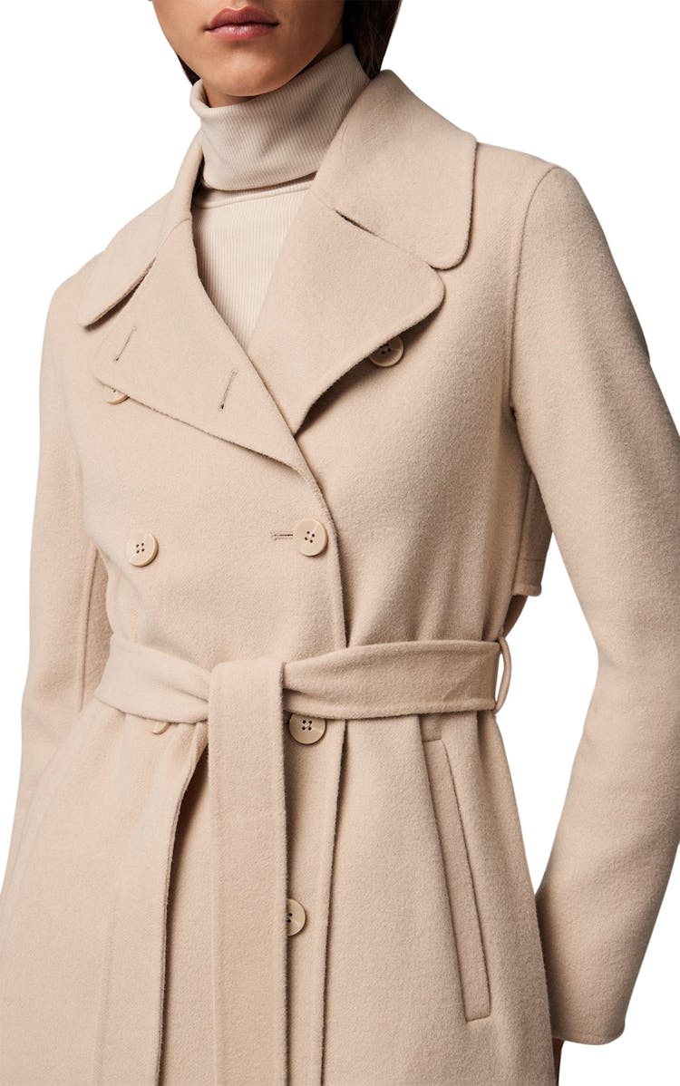 Numéro de l'image de la galerie de produits 5 pour le produit Manteau en laine double face avec col en maille amovible Anna - Femme