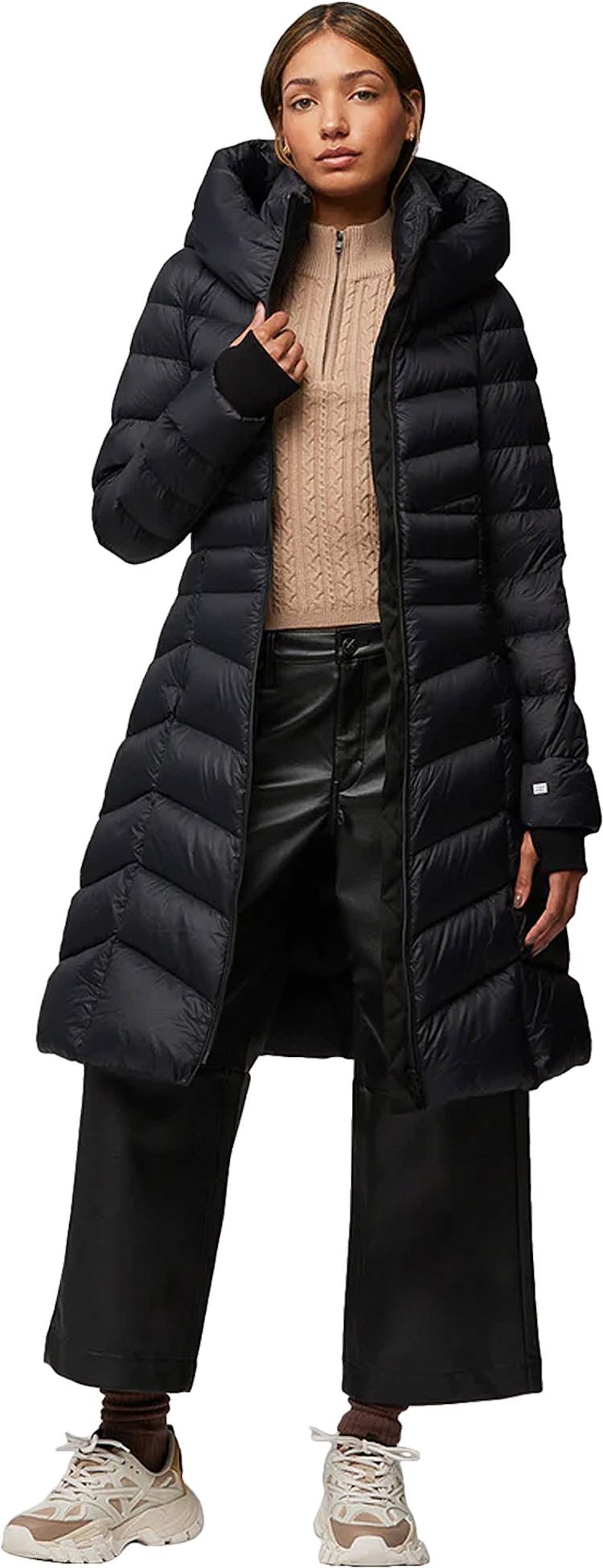 Numéro de l'image de la galerie de produits 2 pour le produit Manteau ajusté et évasé en duvet léger durable avec capuchon Lita-TD - Femme