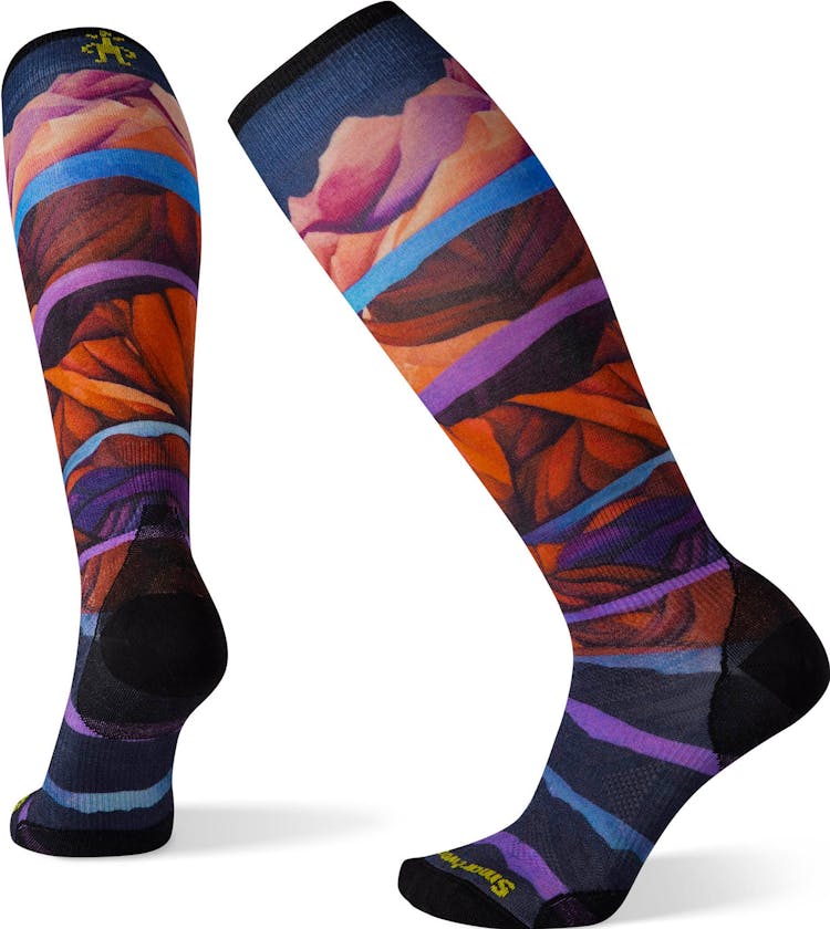 Product gallery image number 1 for product Performance Ski Zero Cushion Mountain Print Over The Calf Socks - Women's