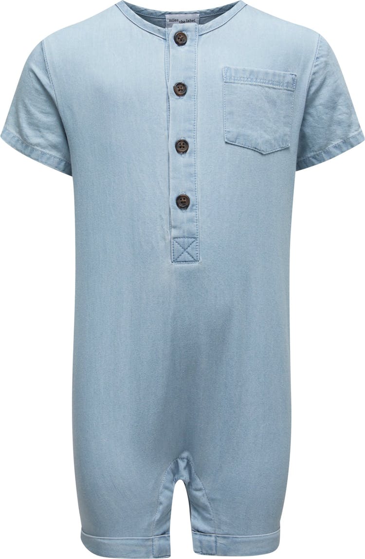 Product gallery image number 1 for product Chambray Buttoned Romper - Baby Boy