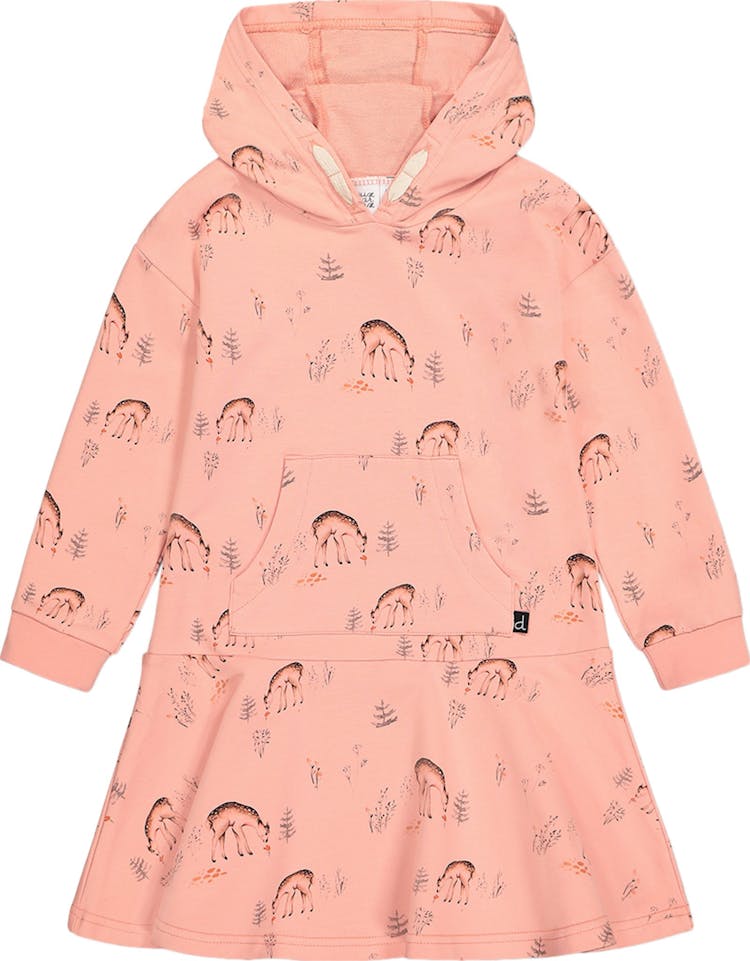 Product gallery image number 1 for product Deer Print Hooded French Terry Dress - Little Girls