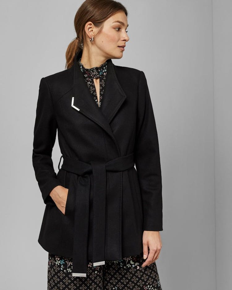 Product gallery image number 4 for product Drytaa Short Belted Wool Wrap Coat - Women's