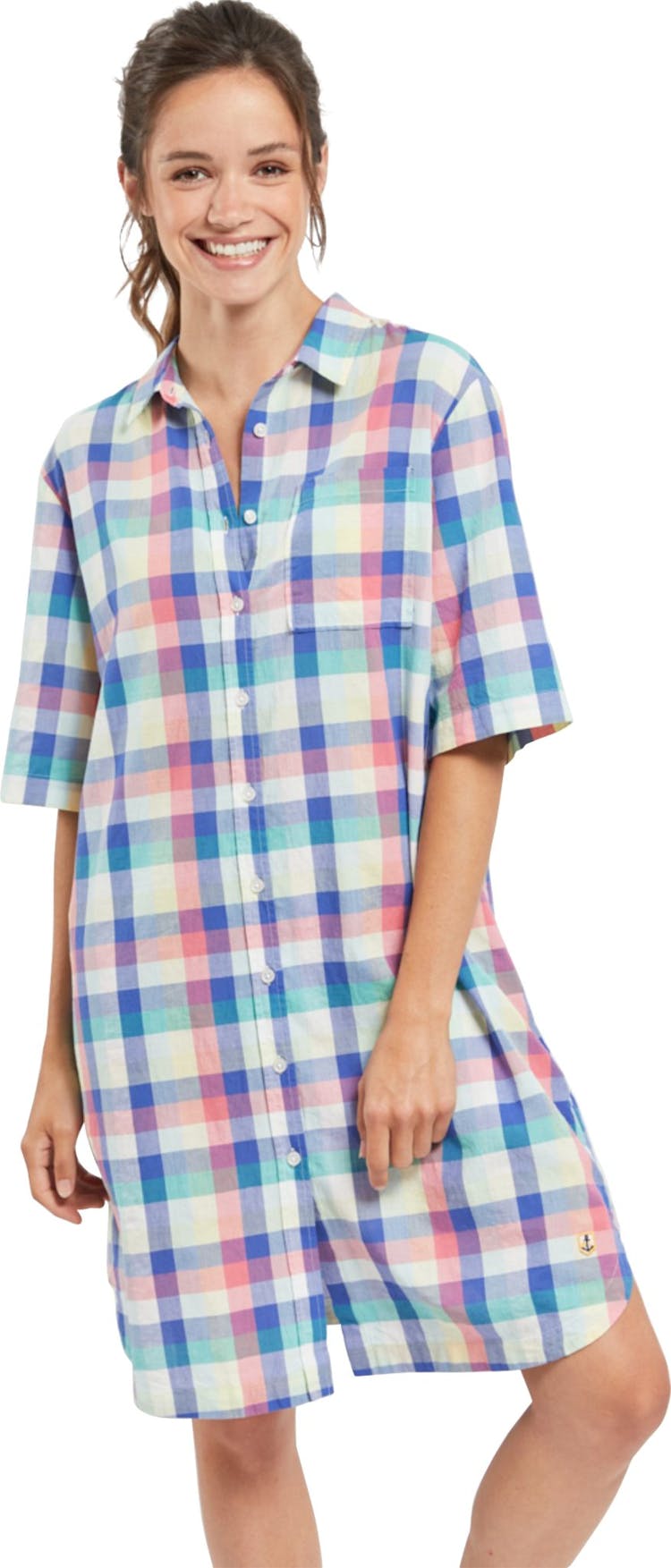 Product gallery image number 1 for product Cotton Checked Shirt Dress - Women's