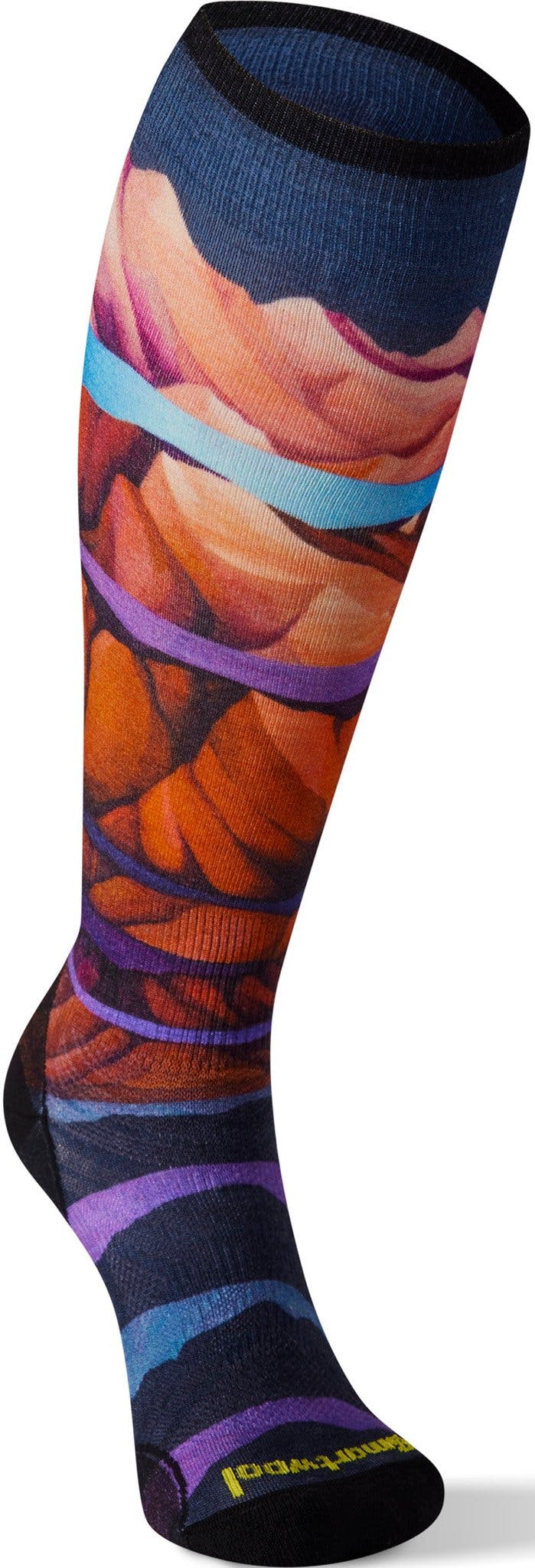 Product gallery image number 2 for product Performance Ski Zero Cushion Mountain Print Over The Calf Socks - Women's