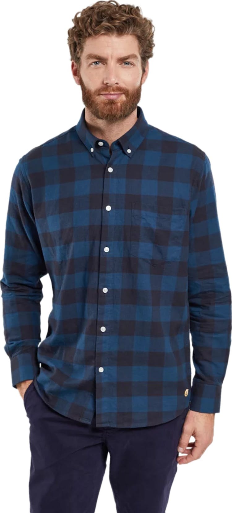 Product gallery image number 1 for product Shirt Straight with Button-Down Collar and Faded Checks - Men's