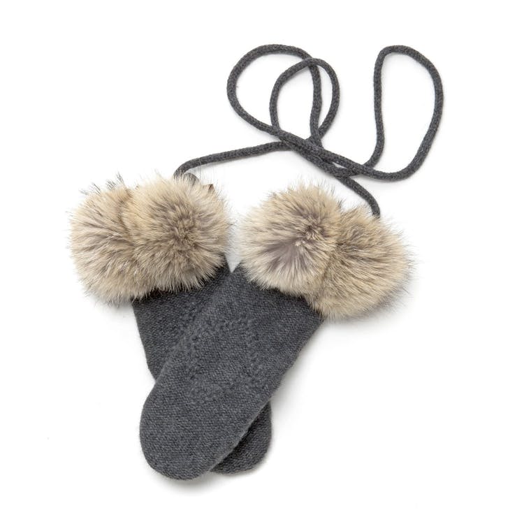 Product gallery image number 1 for product Angora Mitts with Coyote pompon