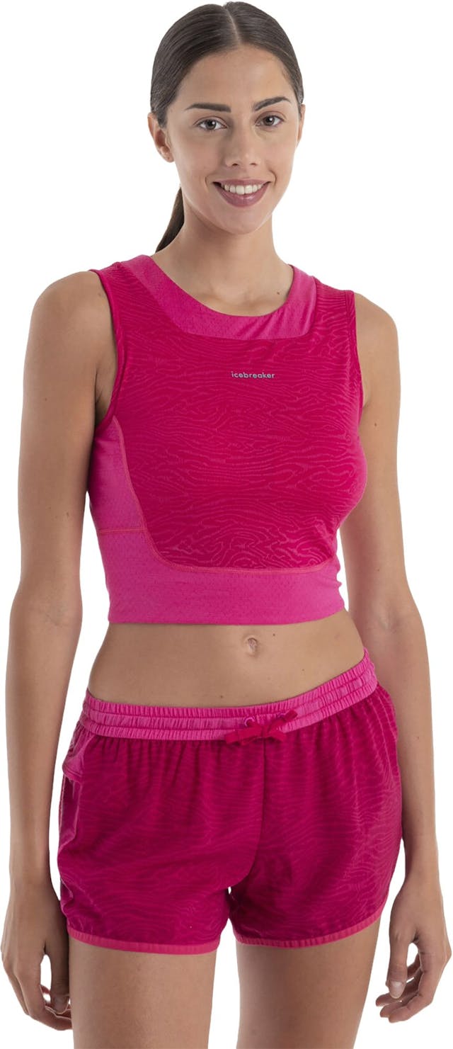 Product image for Merino 125 Zoneknit Cropped Bra-Tank Topo Lines - Women's