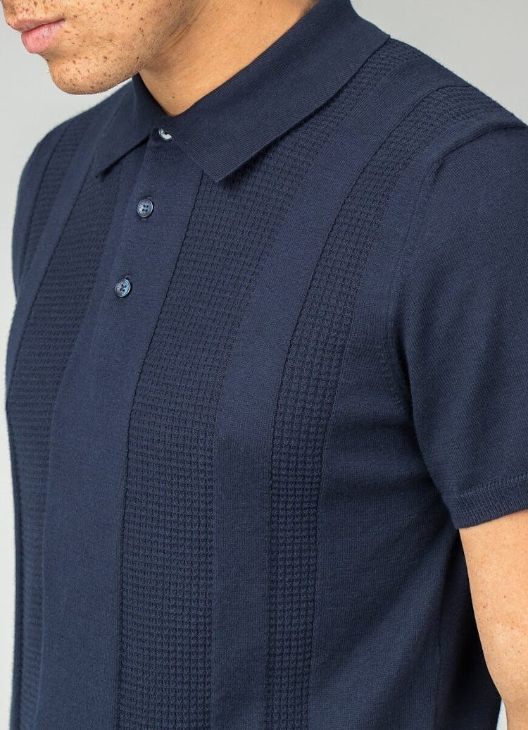 Product gallery image number 2 for product Textured Stripe Front Polo - Men's