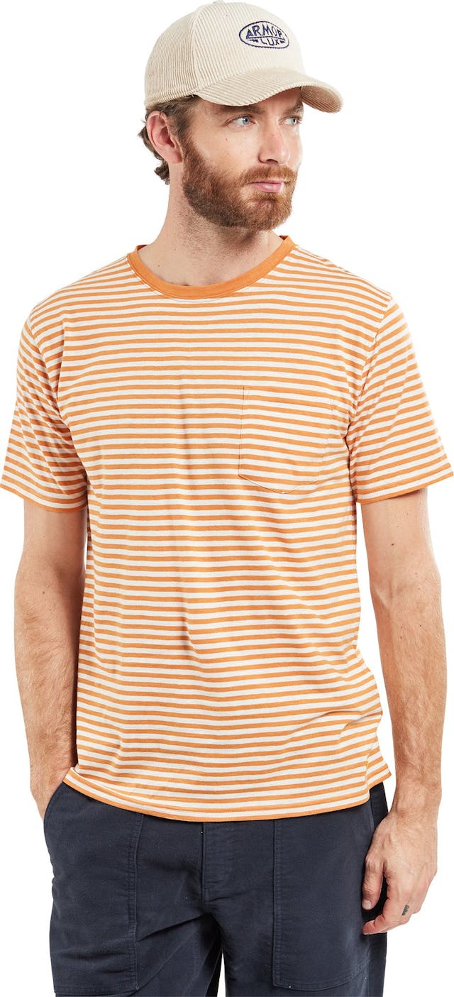 Image de produit pour T-shirt rayé en coton et lin - Homme