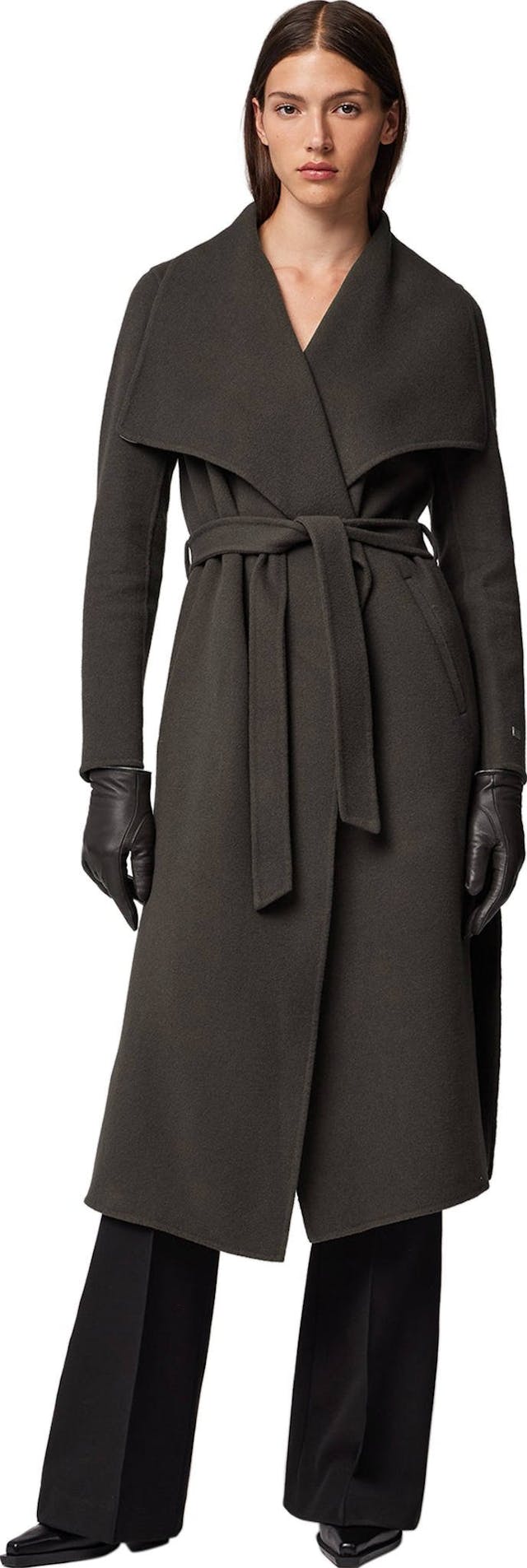 Image de produit pour Manteau en laine double face à coupe droite avec ceinture Britta - Femme