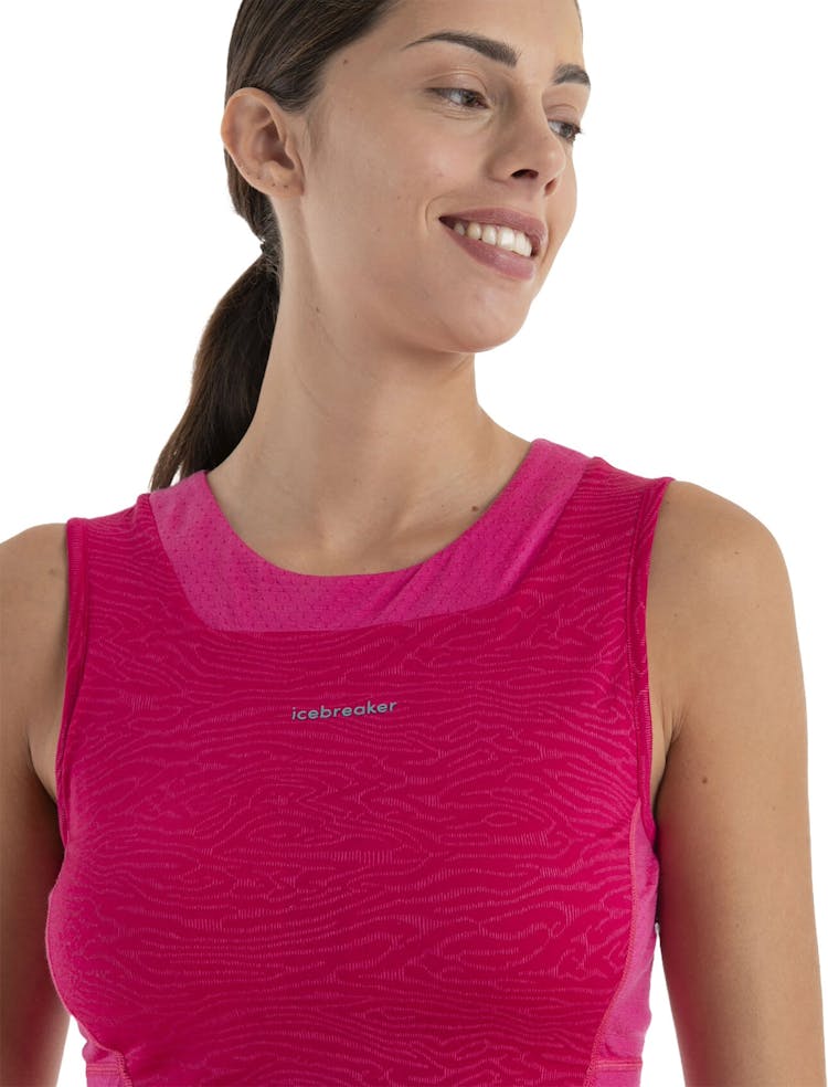 Product gallery image number 2 for product Merino 125 Zoneknit Cropped Bra-Tank Topo Lines - Women's