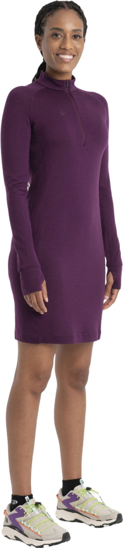 Product gallery image number 1 for product Merino 260 Granary Long Sleeve Half Zip Dress - Women's