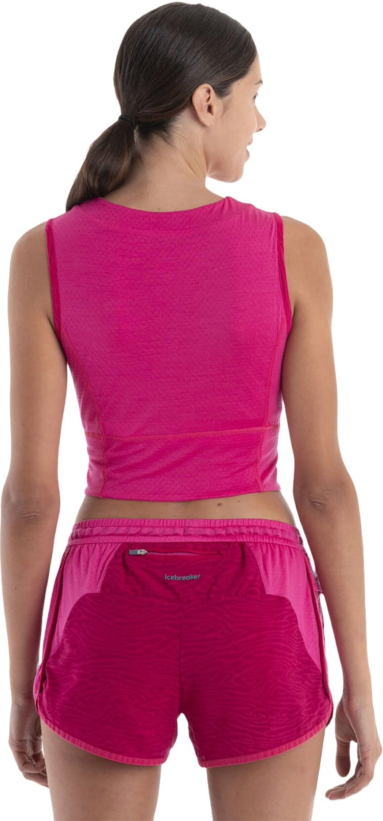 Product gallery image number 3 for product Merino 125 Zoneknit Cropped Bra-Tank Topo Lines - Women's